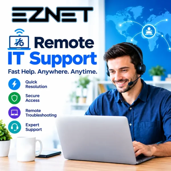 Remote IT support Australia - Secure Access, Quick Resolution, Software Installation, Email Setup, Virus Removal, Data Backups, Remote Troubleshooting, Expert Support - 1 Hour
